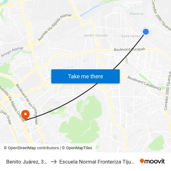 Benito Juárez, 349 to Escuela Normal Fronteriza Tijuana map