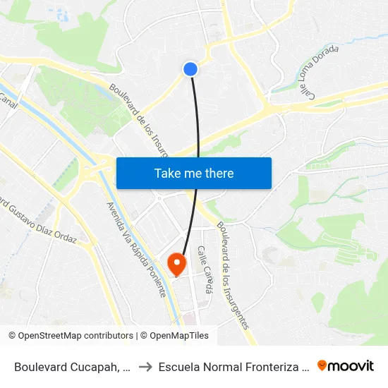 Boulevard Cucapah, 19581 to Escuela Normal Fronteriza Tijuana map