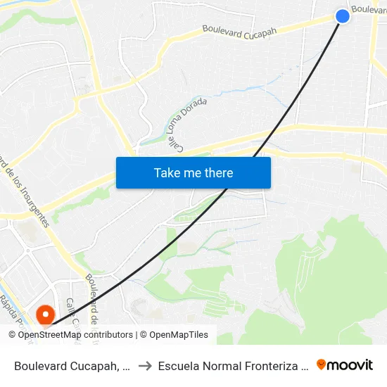 Boulevard Cucapah, 20043 to Escuela Normal Fronteriza Tijuana map
