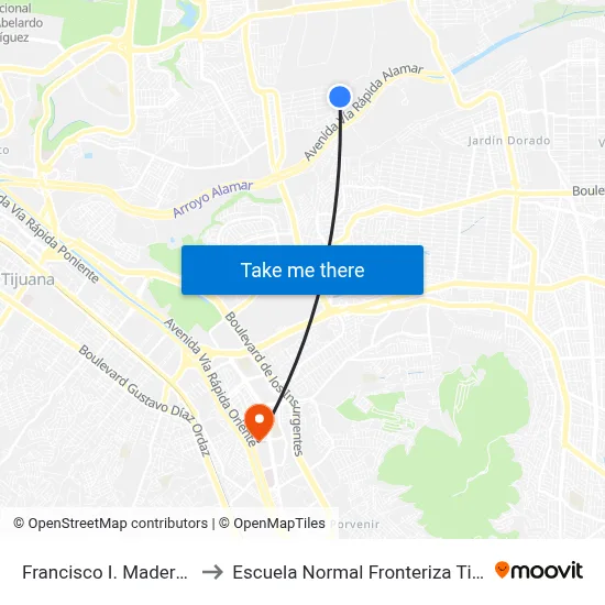 Francisco I. Madero, Lb to Escuela Normal Fronteriza Tijuana map