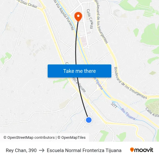 Rey Chan, 390 to Escuela Normal Fronteriza Tijuana map