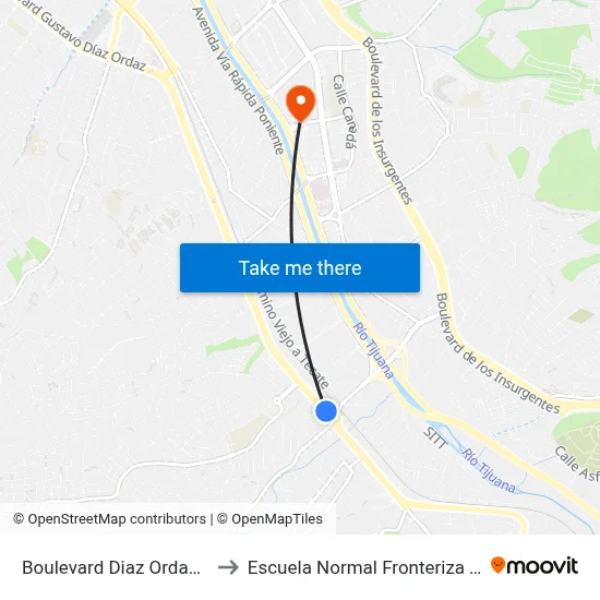 Boulevard Diaz Ordaz, 301a to Escuela Normal Fronteriza Tijuana map