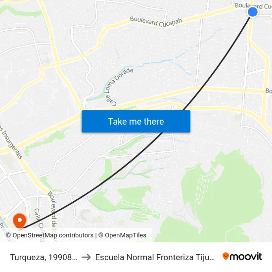 Turqueza, 19908_3 to Escuela Normal Fronteriza Tijuana map