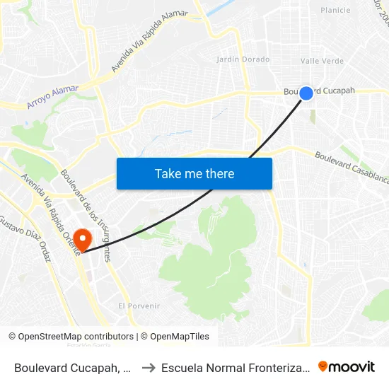 Boulevard Cucapah, 477_15 to Escuela Normal Fronteriza Tijuana map