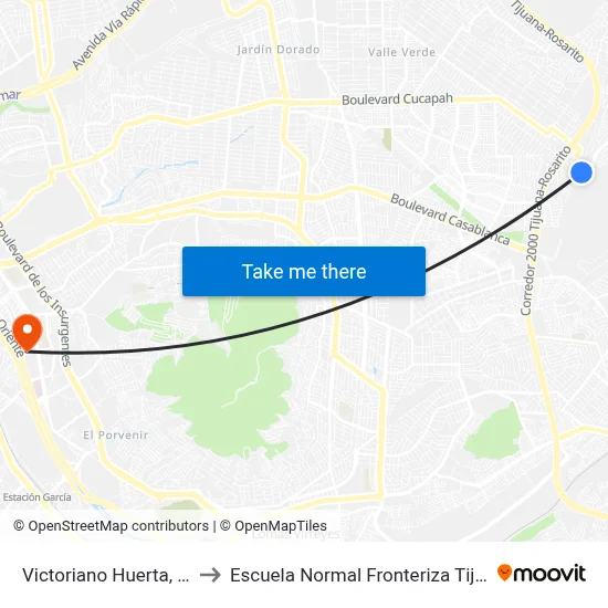 Victoriano Huerta, 486 to Escuela Normal Fronteriza Tijuana map