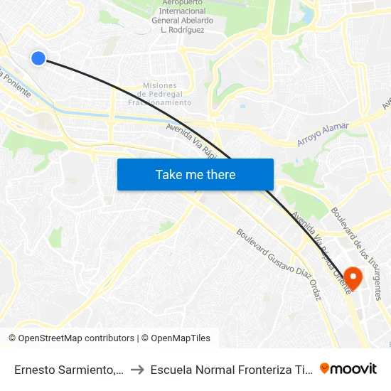 Ernesto Sarmiento, 248 to Escuela Normal Fronteriza Tijuana map