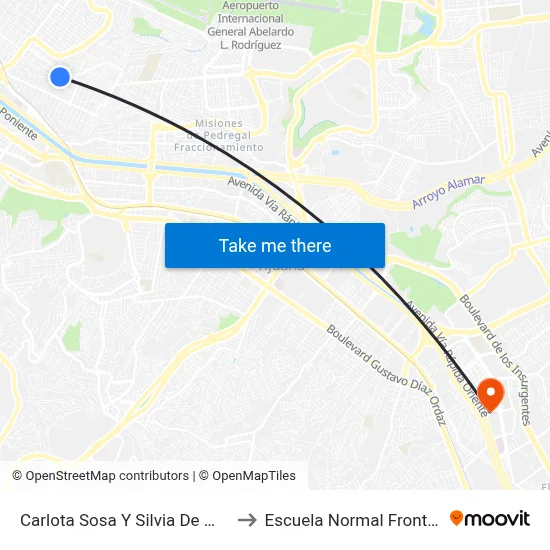 Carlota Sosa Y Silvia De Maldonado, 377 to Escuela Normal Fronteriza Tijuana map