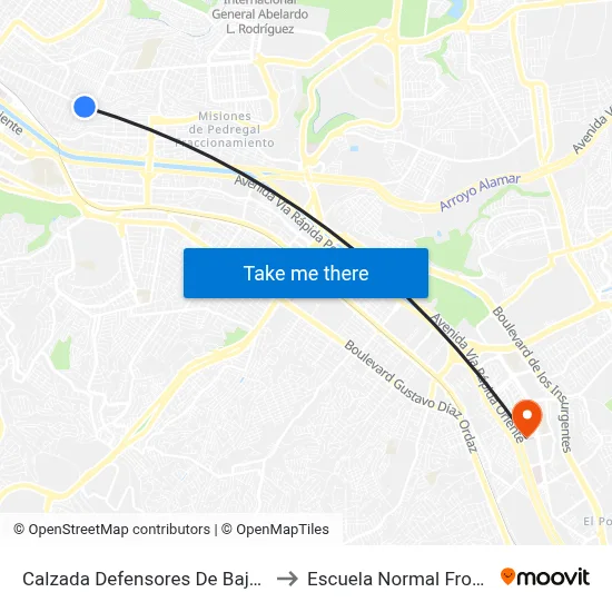 Calzada Defensores De Baja California, 2052a to Escuela Normal Fronteriza Tijuana map