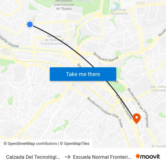 Calzada Del Tecnológico, 1306a to Escuela Normal Fronteriza Tijuana map