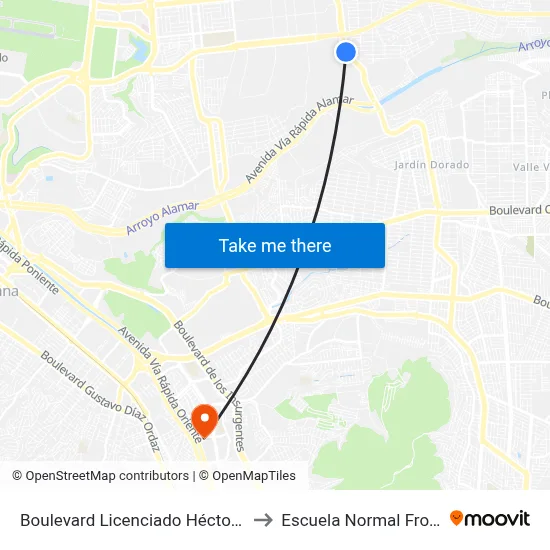 Boulevard Licenciado Héctor Terán Terán, 19986 to Escuela Normal Fronteriza Tijuana map