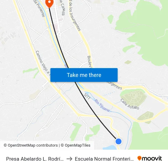 Presa Abelardo L. Rodríguez, 300 to Escuela Normal Fronteriza Tijuana map