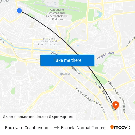 Boulevard Cuauhtémoc Norte, 520 to Escuela Normal Fronteriza Tijuana map