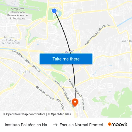 Instituto Politécnico Nacional, 500 to Escuela Normal Fronteriza Tijuana map