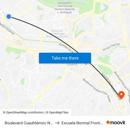 Boulevard Cuauhtémoc Norte, 1607_A to Escuela Normal Fronteriza Tijuana map