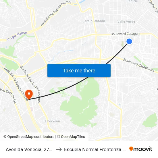Avenida Venecia, 2703_A4 to Escuela Normal Fronteriza Tijuana map