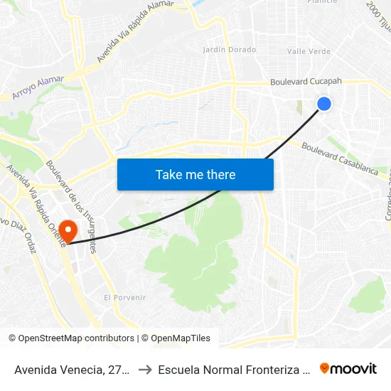 Avenida Venecia, 2717_F5 to Escuela Normal Fronteriza Tijuana map