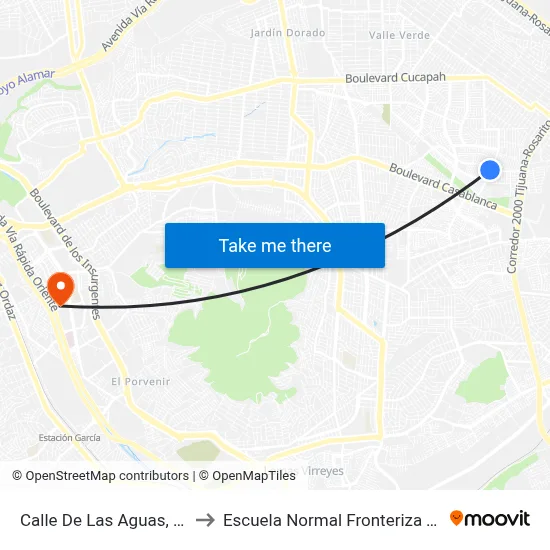 Calle De Las Aguas, 36_4c to Escuela Normal Fronteriza Tijuana map