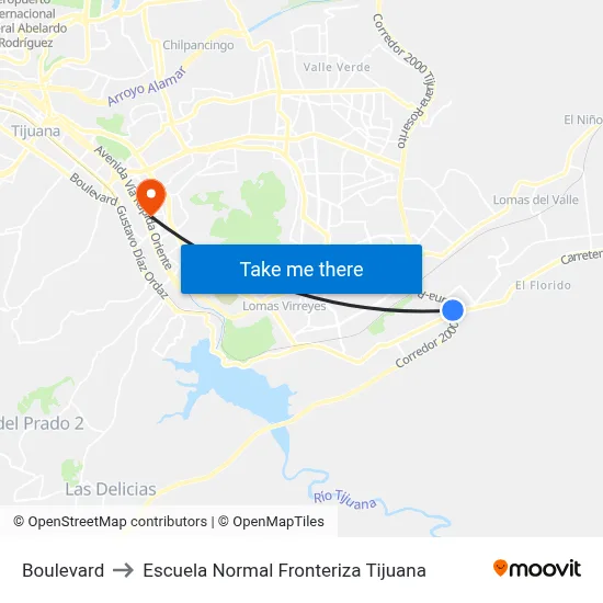 Boulevard to Escuela Normal Fronteriza Tijuana map