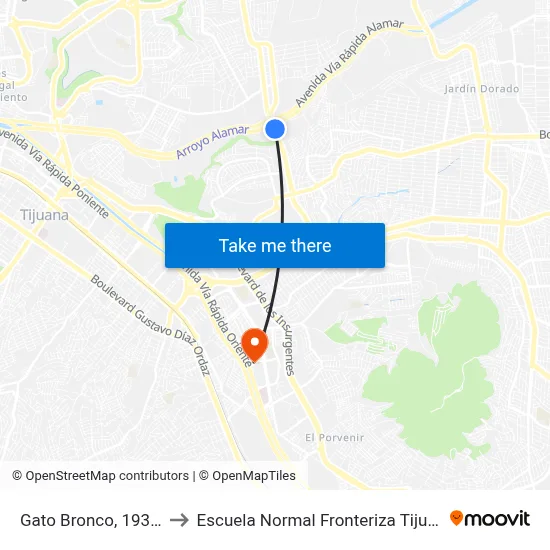 Gato Bronco, 19301 to Escuela Normal Fronteriza Tijuana map