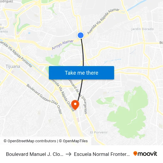 Boulevard Manuel J. Clouthier, 114 to Escuela Normal Fronteriza Tijuana map