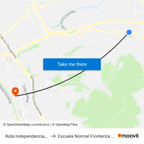 Ruta Independencia, 2601 to Escuela Normal Fronteriza Tijuana map