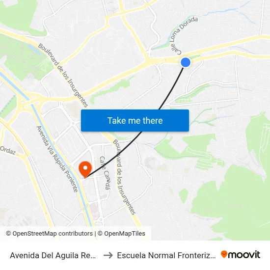 Avenida Del Aguila Real, 19131 to Escuela Normal Fronteriza Tijuana map