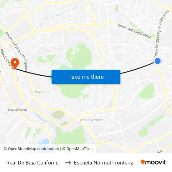 Real De Baja California, 23919 to Escuela Normal Fronteriza Tijuana map
