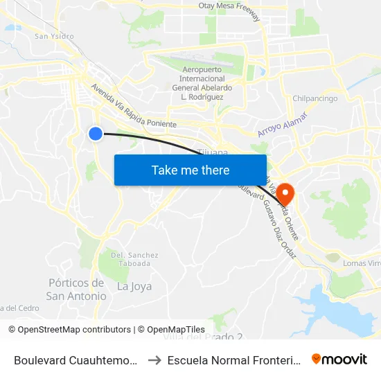 Boulevard Cuauhtemoc Sur, 104 to Escuela Normal Fronteriza Tijuana map