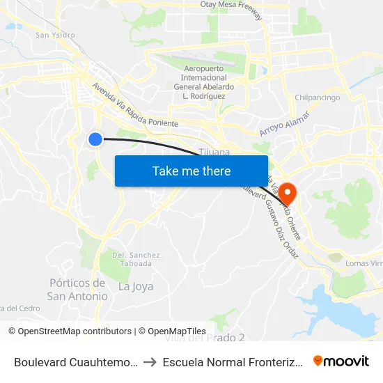 Boulevard Cuauhtemoc Sur, 8 to Escuela Normal Fronteriza Tijuana map