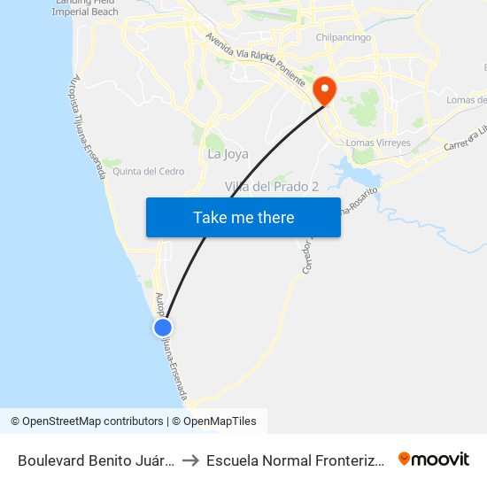 Boulevard Benito Juárez, 269 to Escuela Normal Fronteriza Tijuana map