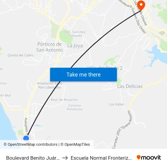 Boulevard Benito Juárez, 388 to Escuela Normal Fronteriza Tijuana map