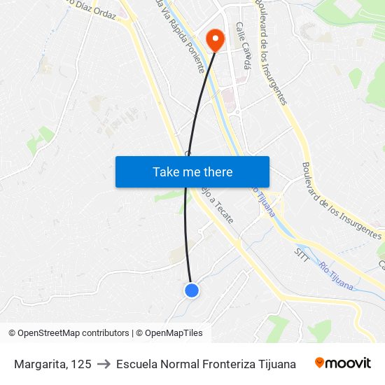Margarita, 125 to Escuela Normal Fronteriza Tijuana map