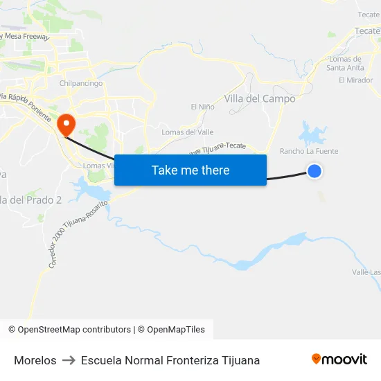 Morelos to Escuela Normal Fronteriza Tijuana map