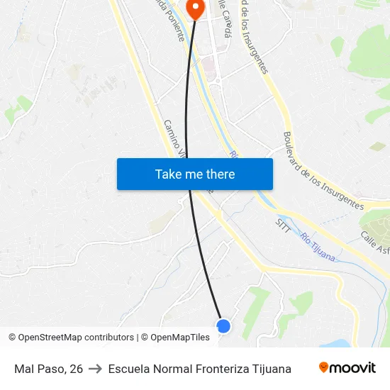 Mal Paso, 26 to Escuela Normal Fronteriza Tijuana map