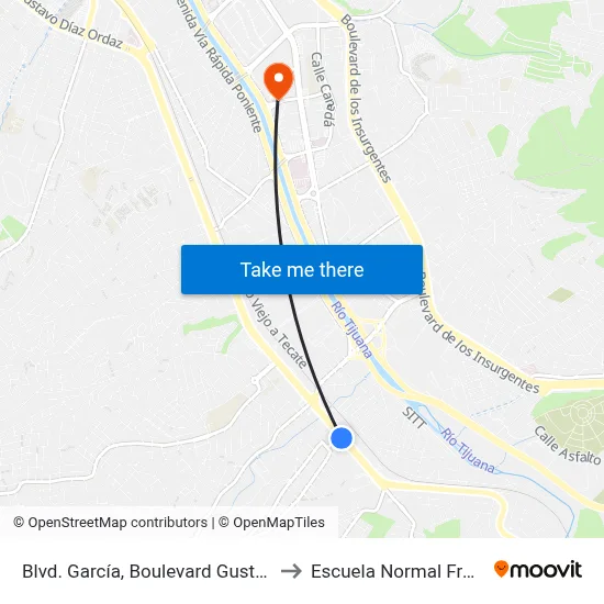 Blvd. García, Boulevard Gustavo Diaz Ordaz, 1131 to Escuela Normal Fronteriza Tijuana map