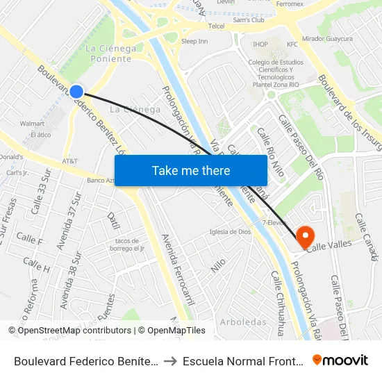 Boulevard Federico Benítez López, 7031 to Escuela Normal Fronteriza Tijuana map