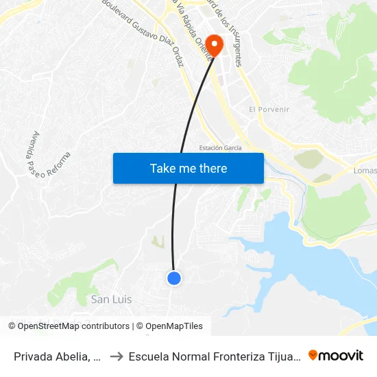 Privada Abelia, 98 to Escuela Normal Fronteriza Tijuana map