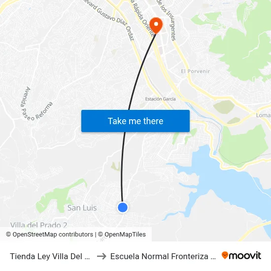 Tienda Ley Villa Del Alamo to Escuela Normal Fronteriza Tijuana map