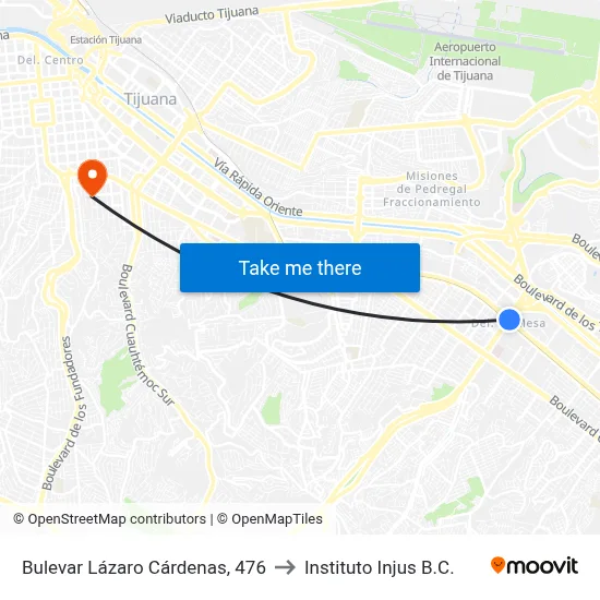 Bulevar Lázaro Cárdenas, 476 to Instituto Injus B.C. map