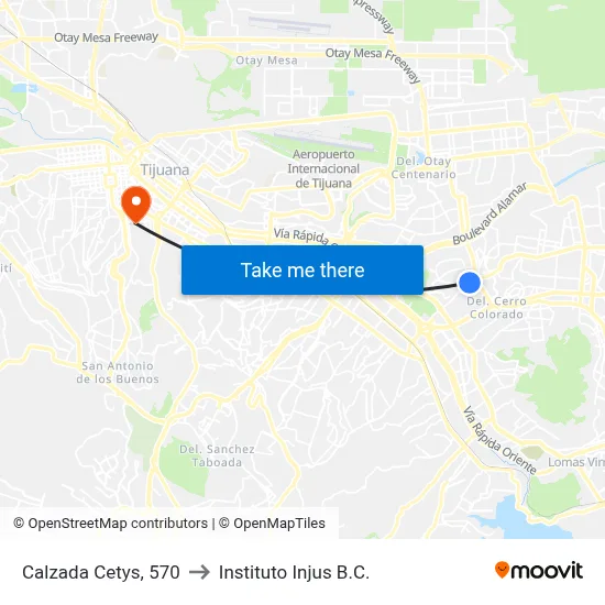 Calzada Cetys, 570 to Instituto Injus B.C. map