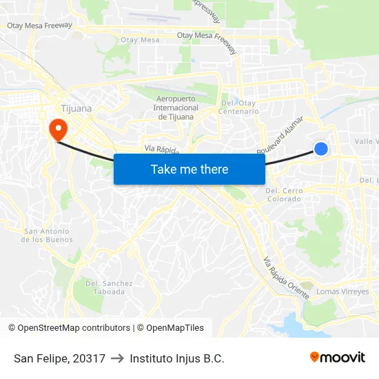 San Felipe, 20317 to Instituto Injus B.C. map