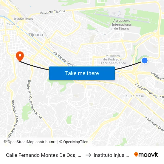 Calle Fernando Montes De Oca, 3415 to Instituto Injus B.C. map