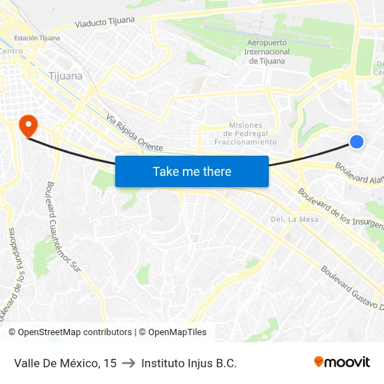 Valle De México, 15 to Instituto Injus B.C. map