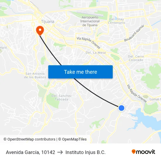 Avenida García, 10142 to Instituto Injus B.C. map
