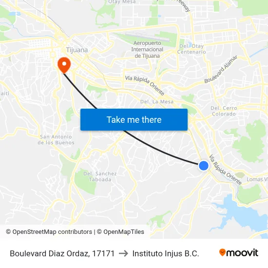 Boulevard Diaz Ordaz, 17171 to Instituto Injus B.C. map