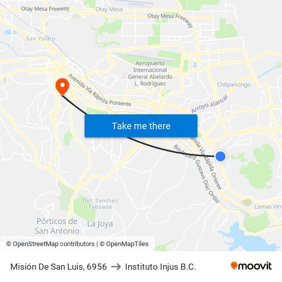 Misión De San Luis, 6956 to Instituto Injus B.C. map