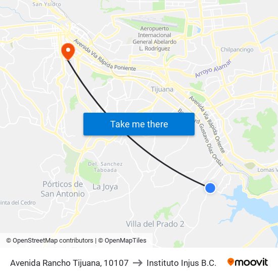 Avenida Rancho Tijuana, 10107 to Instituto Injus B.C. map