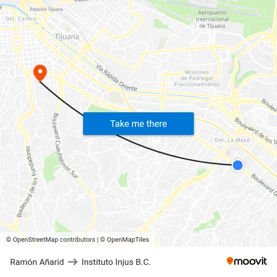 Ramón Añarid to Instituto Injus B.C. map