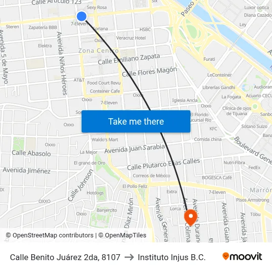 Calle Benito Juárez 2da, 8107 to Instituto Injus B.C. map