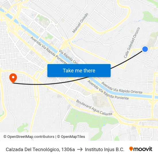 Calzada Del Tecnológico, 1306a to Instituto Injus B.C. map